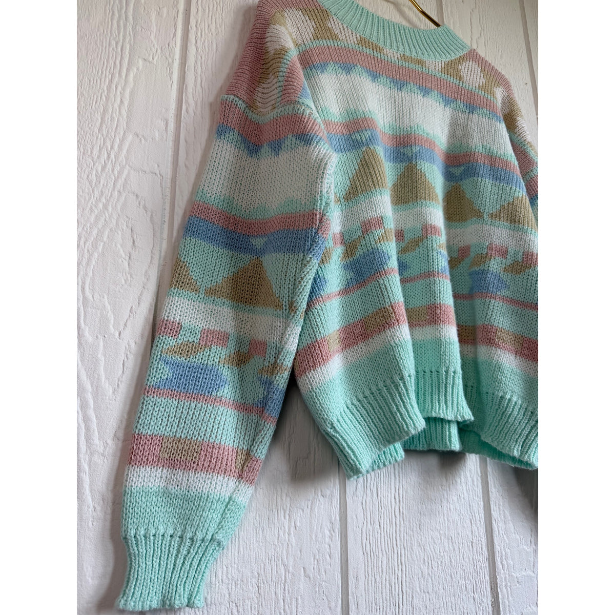 Vintage 90s Pastel Southwestern Geometric Sweater Women’s M Cottagecore