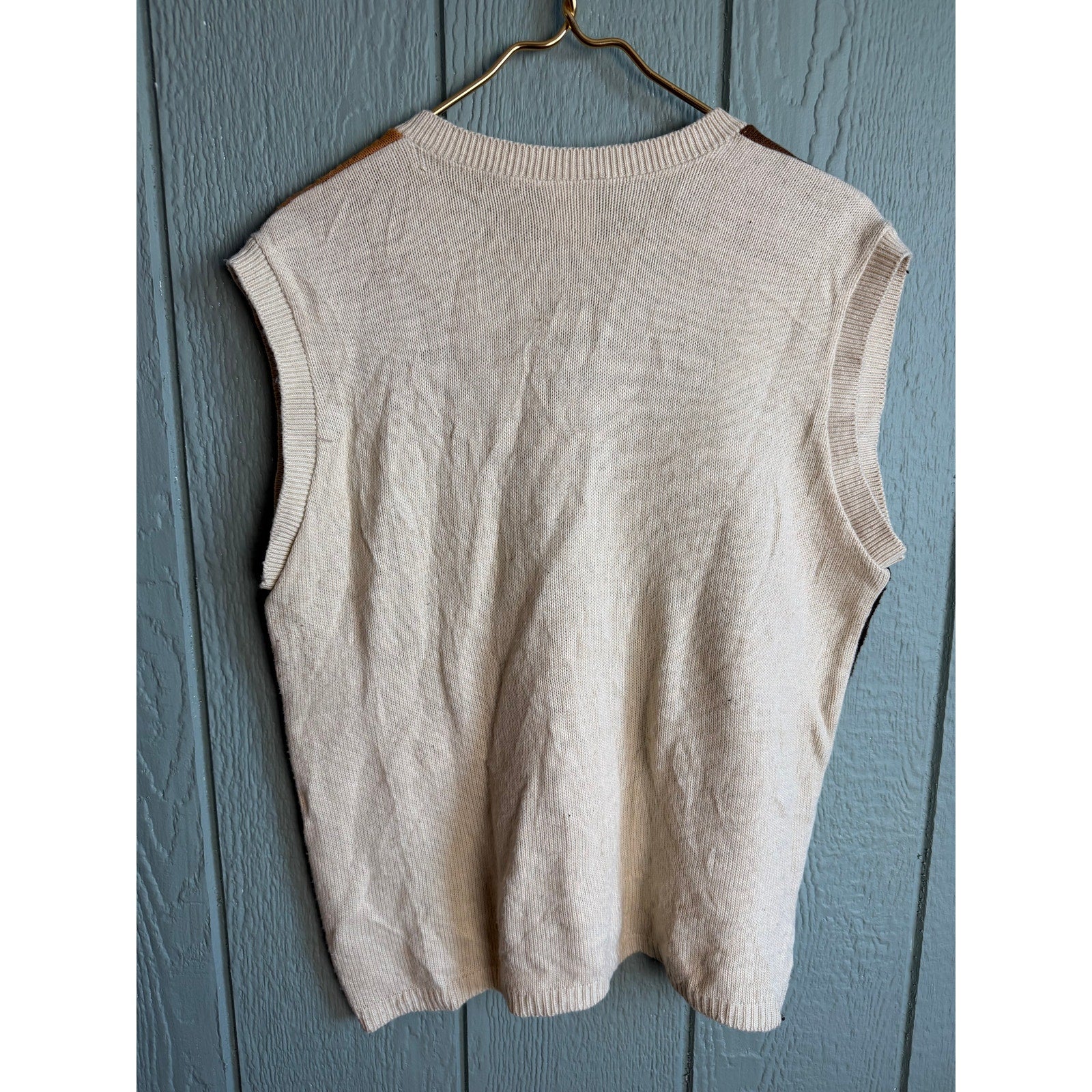 Vintage Fall Patchwork Knit Vest – 90s Harvest Theme USA XL