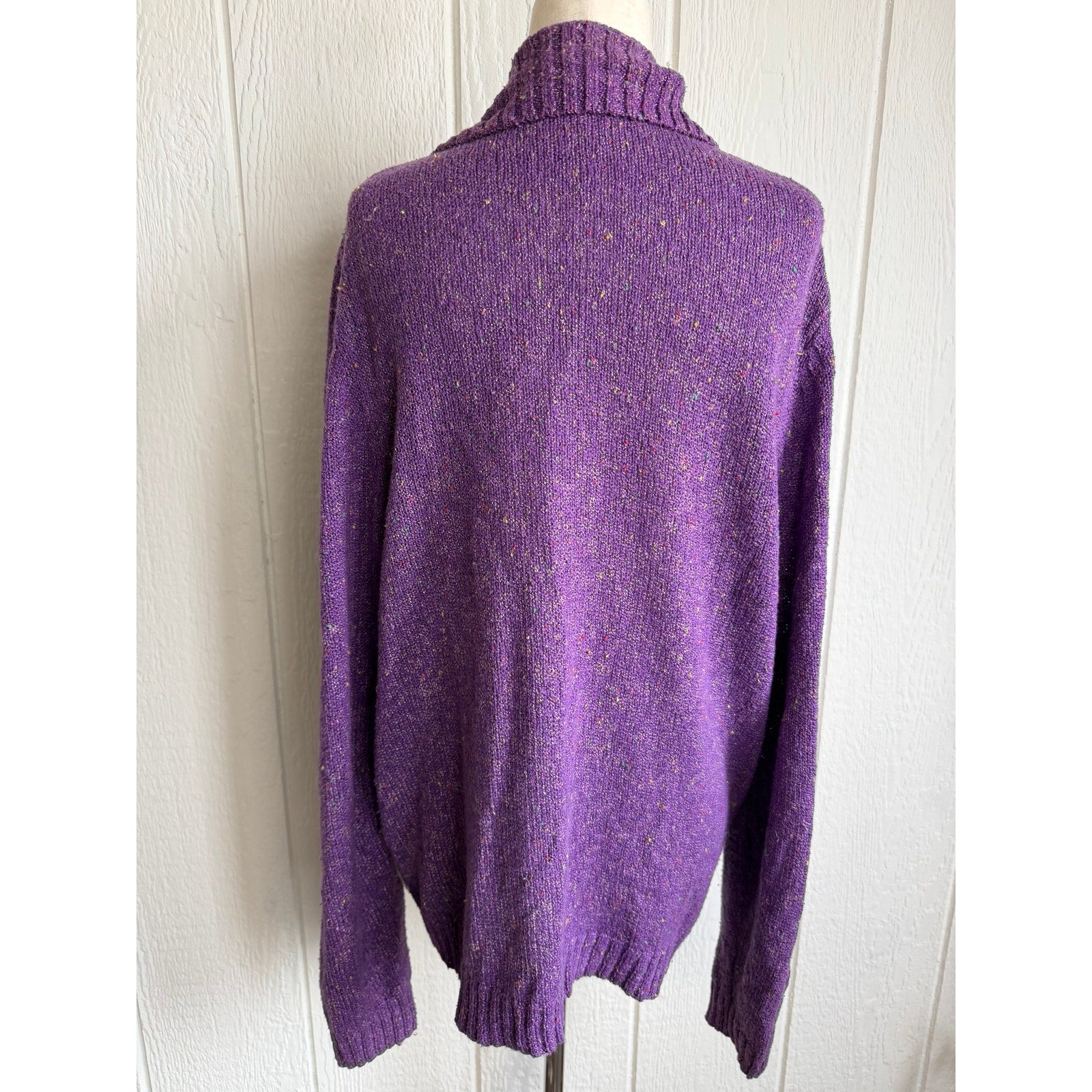 Vintage Blair Cardigan Sweater Purple Gray Confetti Knit 90s Cottagecore
