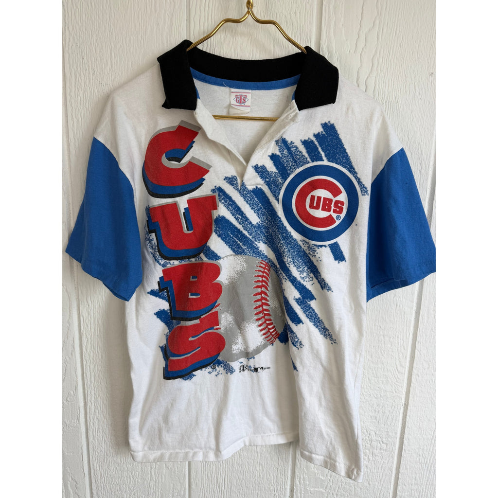 Vintage 1995 Chicago Cubs MLB All Over Print Polo Shirt GTS Baseball 90s