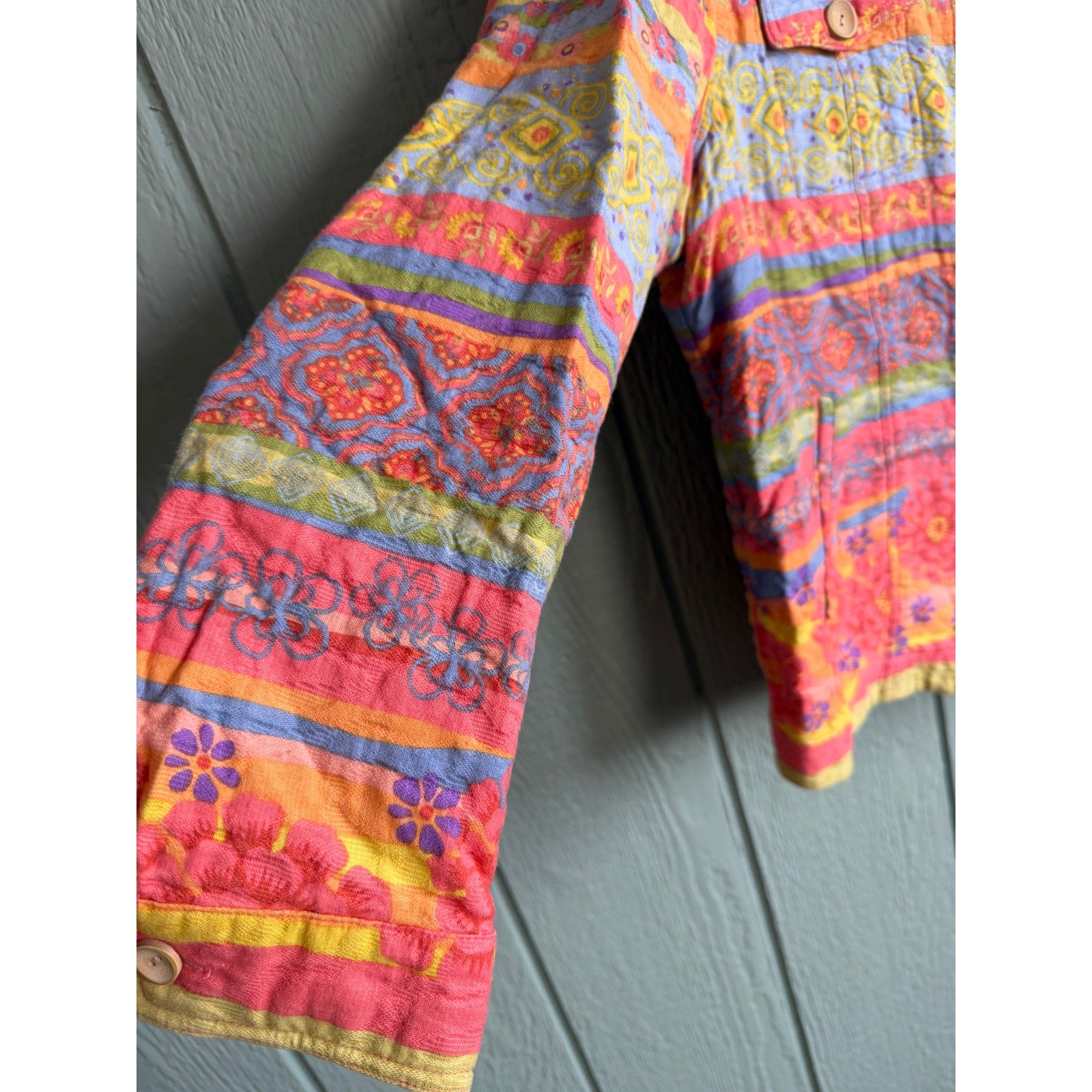 Vintage Y2K Colorful Quilted Cotton Jacket | Boho Floral Patchwork | Size 1X
