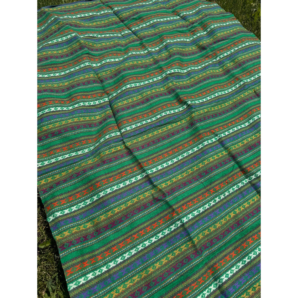 Vintage Southwestern Woven Fabric Panel Boho Tribal Textile Remnant Green