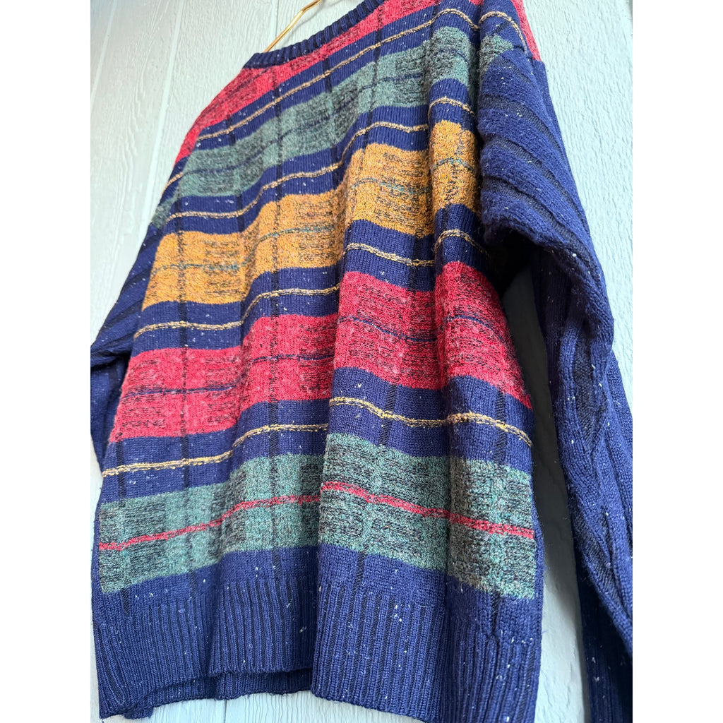 Vintage 90s Textured Stripe Knit Sweater – Globe Trotter, LG