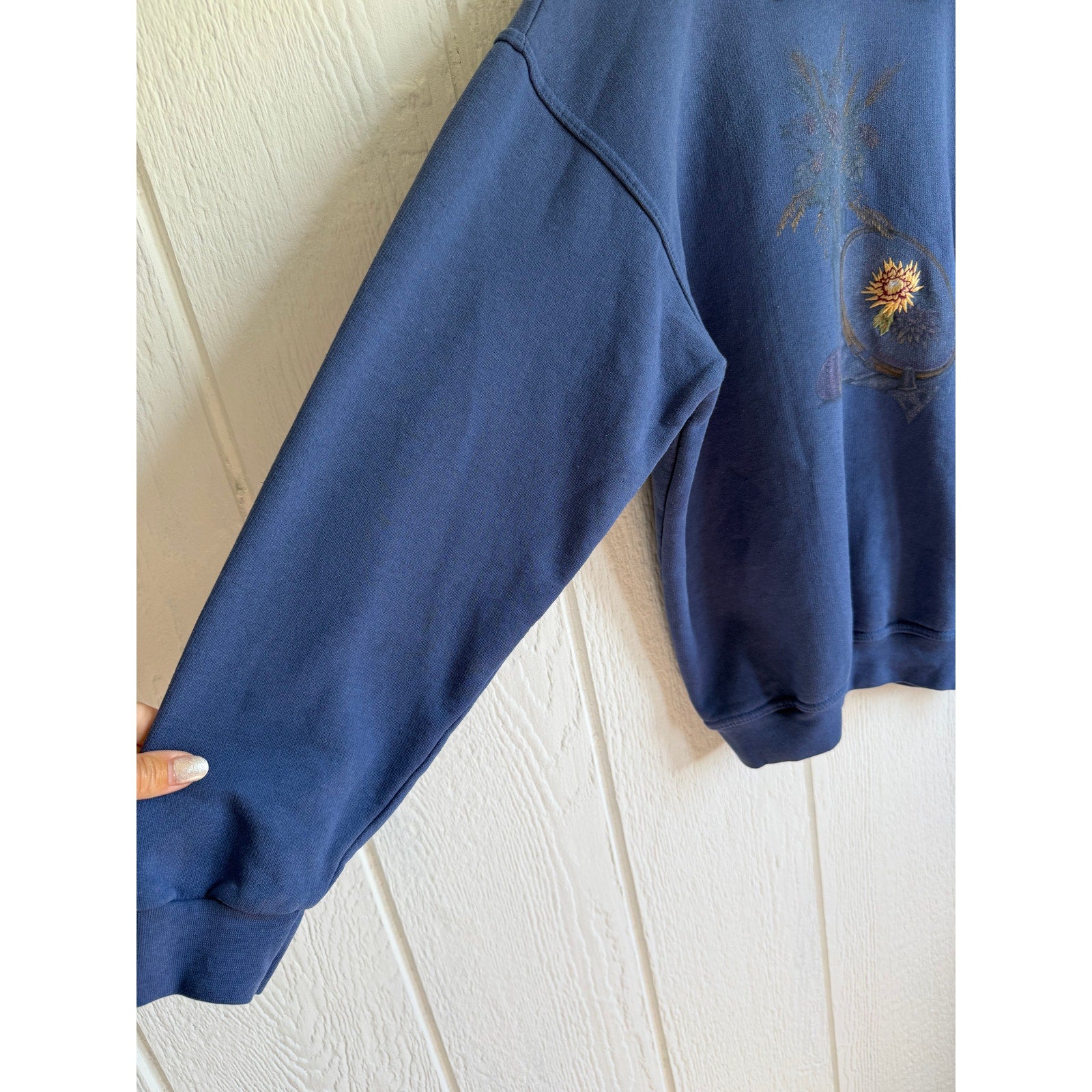 Vintage 90s Northern Reflections Collared Pullover Floral Embroidery