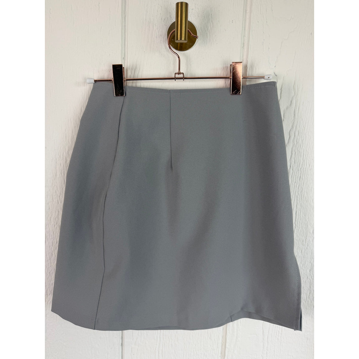 Vintage 90s Gray A Line Mini Skirt High Waist Minimalist Made in Canada Size 3/4