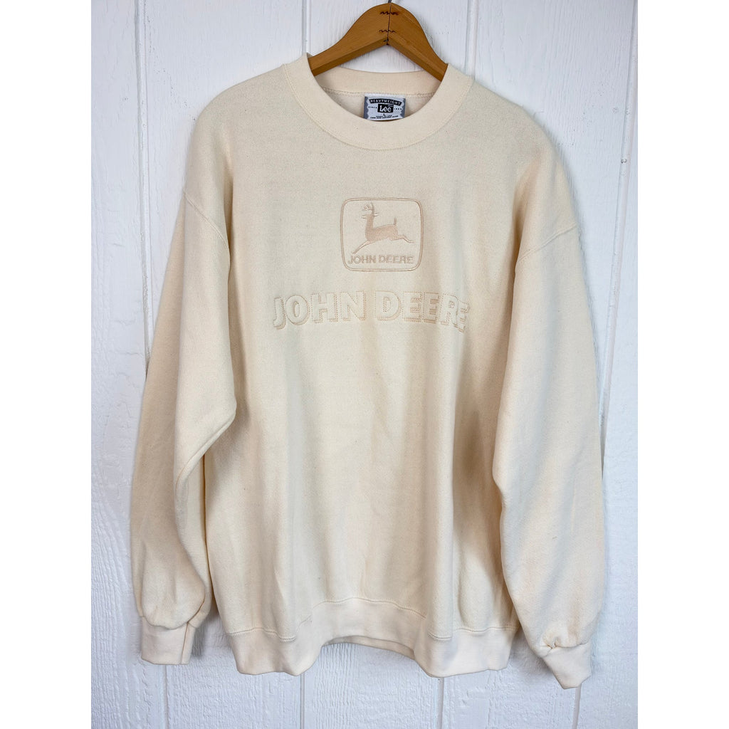 Vintage John Deere Lee Large Heavyweight Crewneck Sweatshirt Embroidered Logo