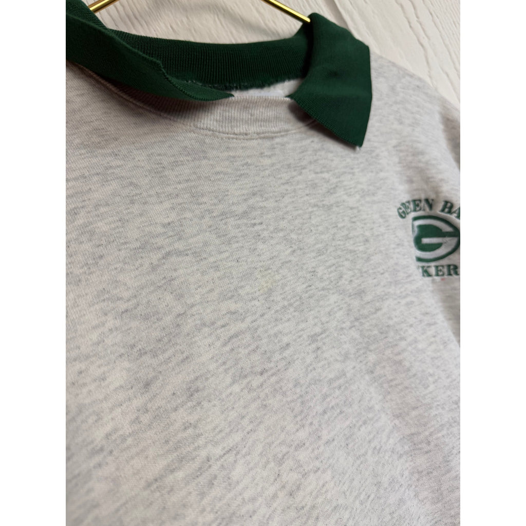 Vintage 90s Green Bay Packers Collared Pullover Sweatshirt, Size Large