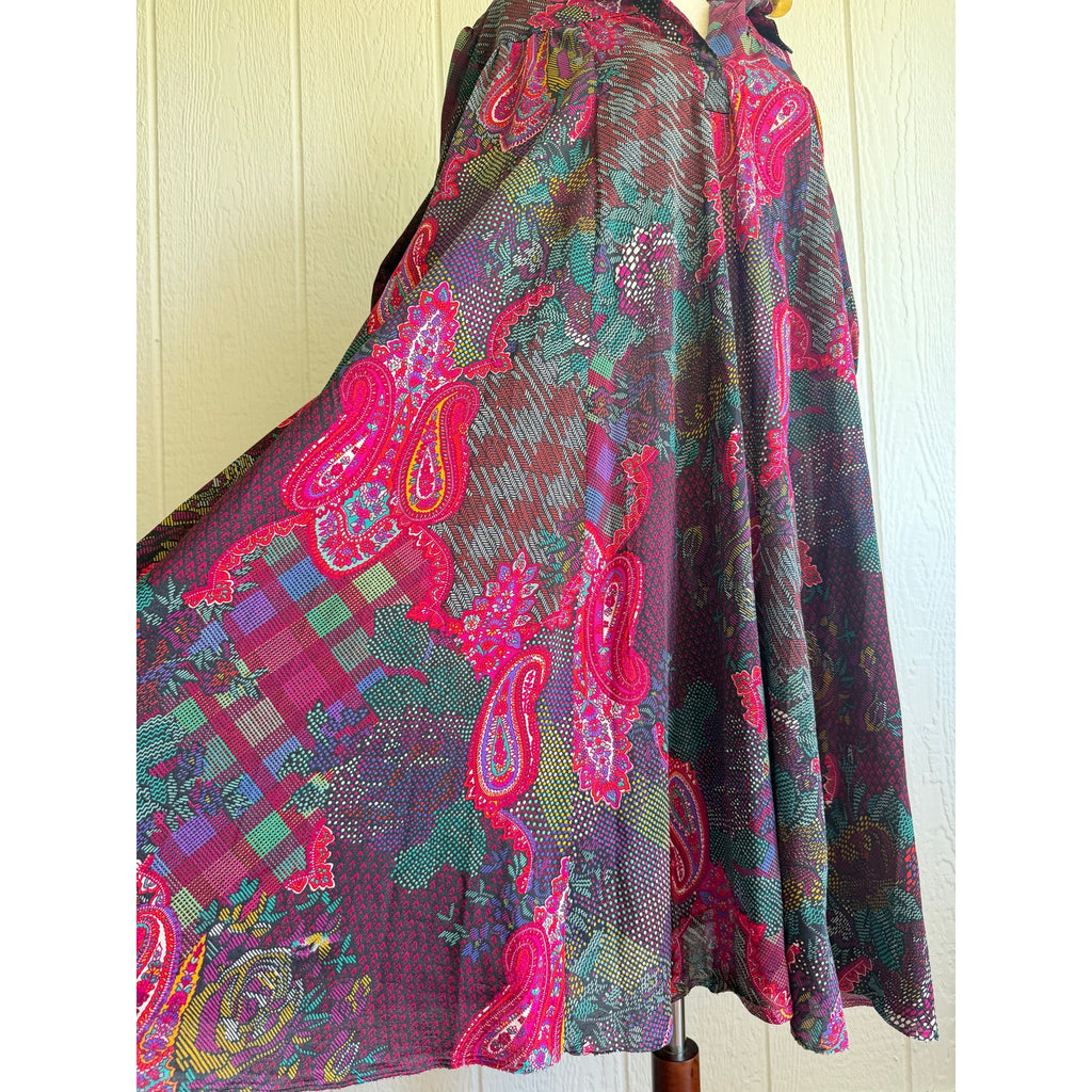 Vintage Anjac Fashions Made In California 80s Tent Dress Boho Puff Sleeve