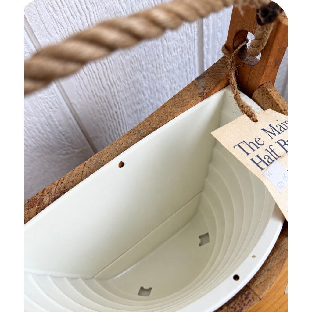 NWT Vintage The Maine Bucket Company Rope Basket Wall Heart Country Planter