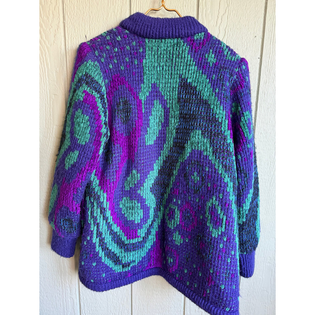 Vintage John Weitz Chunky Sparkle Funky Cardigan Sweater, Medium