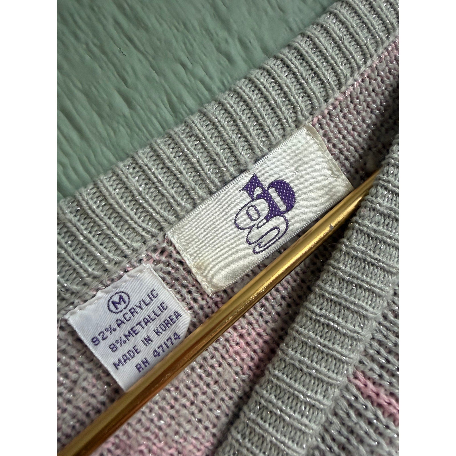 Vintage 80s Pastel Sunburst Knit Sweater | Oversized Sparkle Thread, Medium