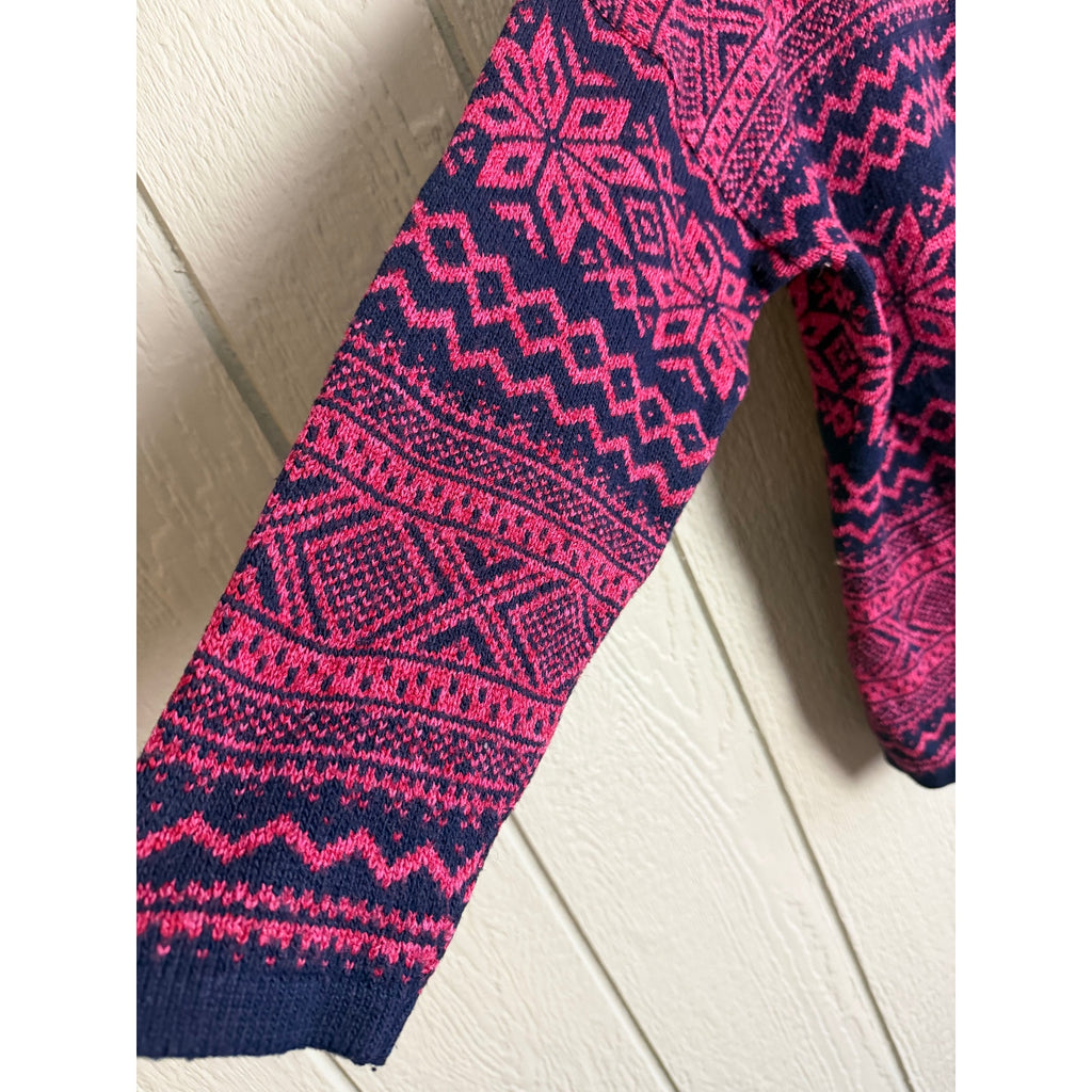Vintage Basic Editions Fair Isle Sweater Navy Red Nordic Knit Winter Pullover