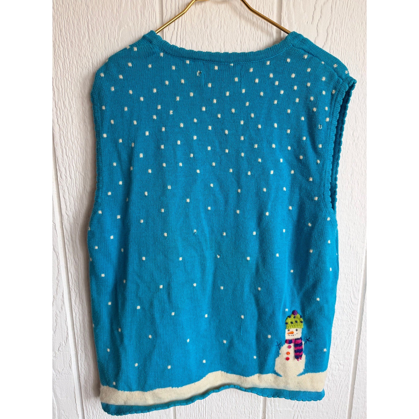 Vintage 90s Marisa Christina Snowman Sweater Vest Christmas Holiday Knit 2X