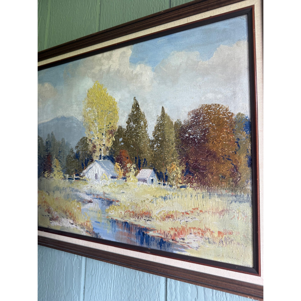 Vintage Antique Ernest Fredericks Oil On Canvas Countryside Painting