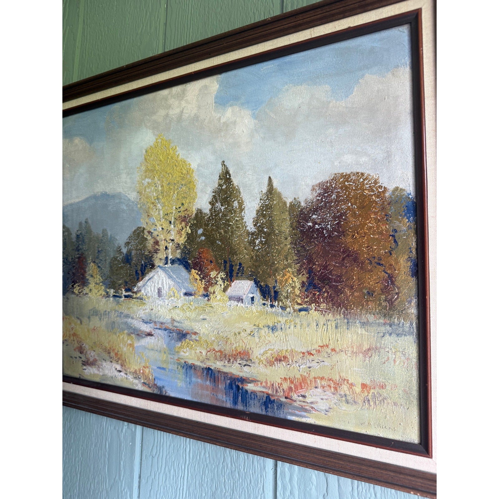 Vintage Antique Ernest Fredericks Oil On Canvas Countryside Painting