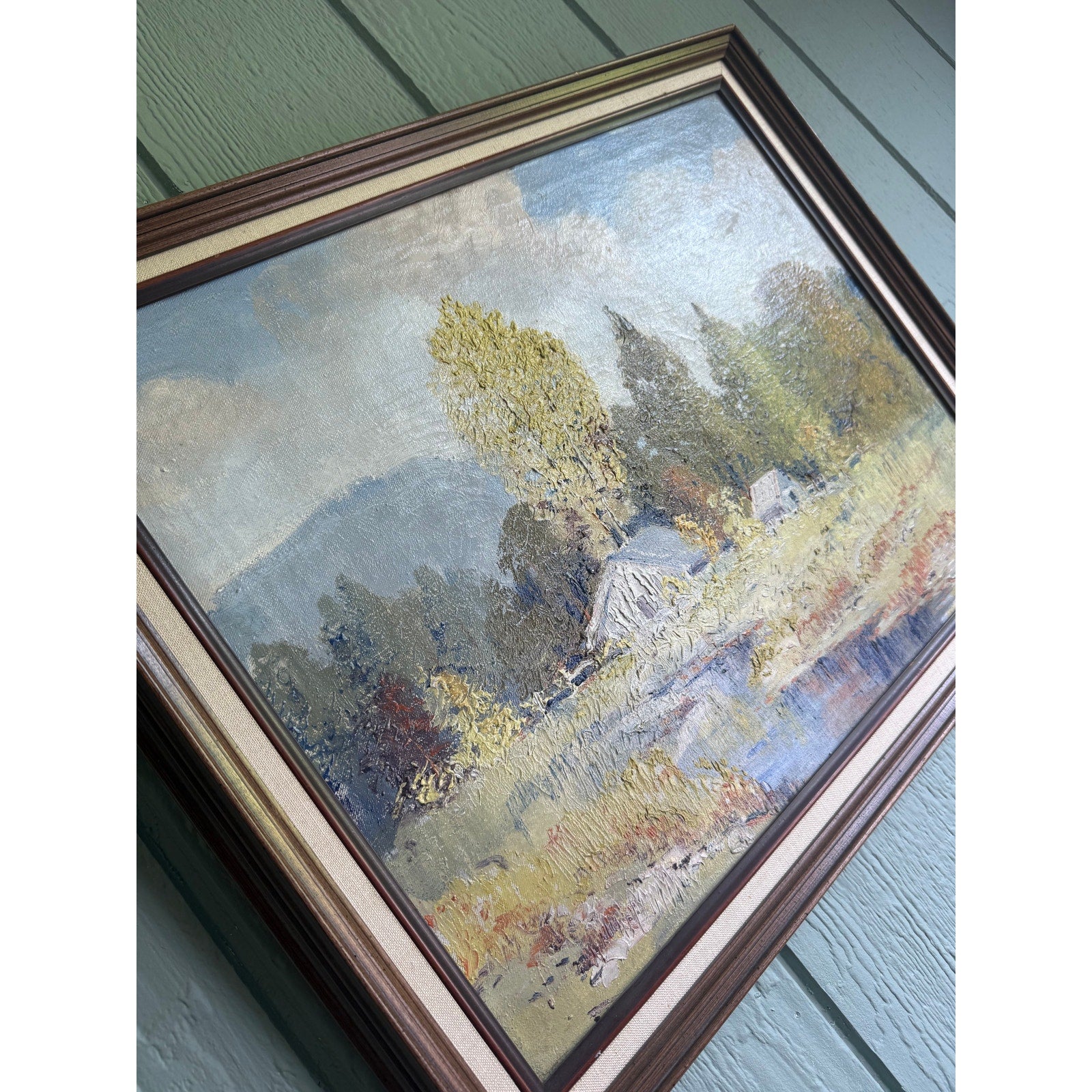 Vintage Antique Ernest Fredericks Oil On Canvas Countryside Painting