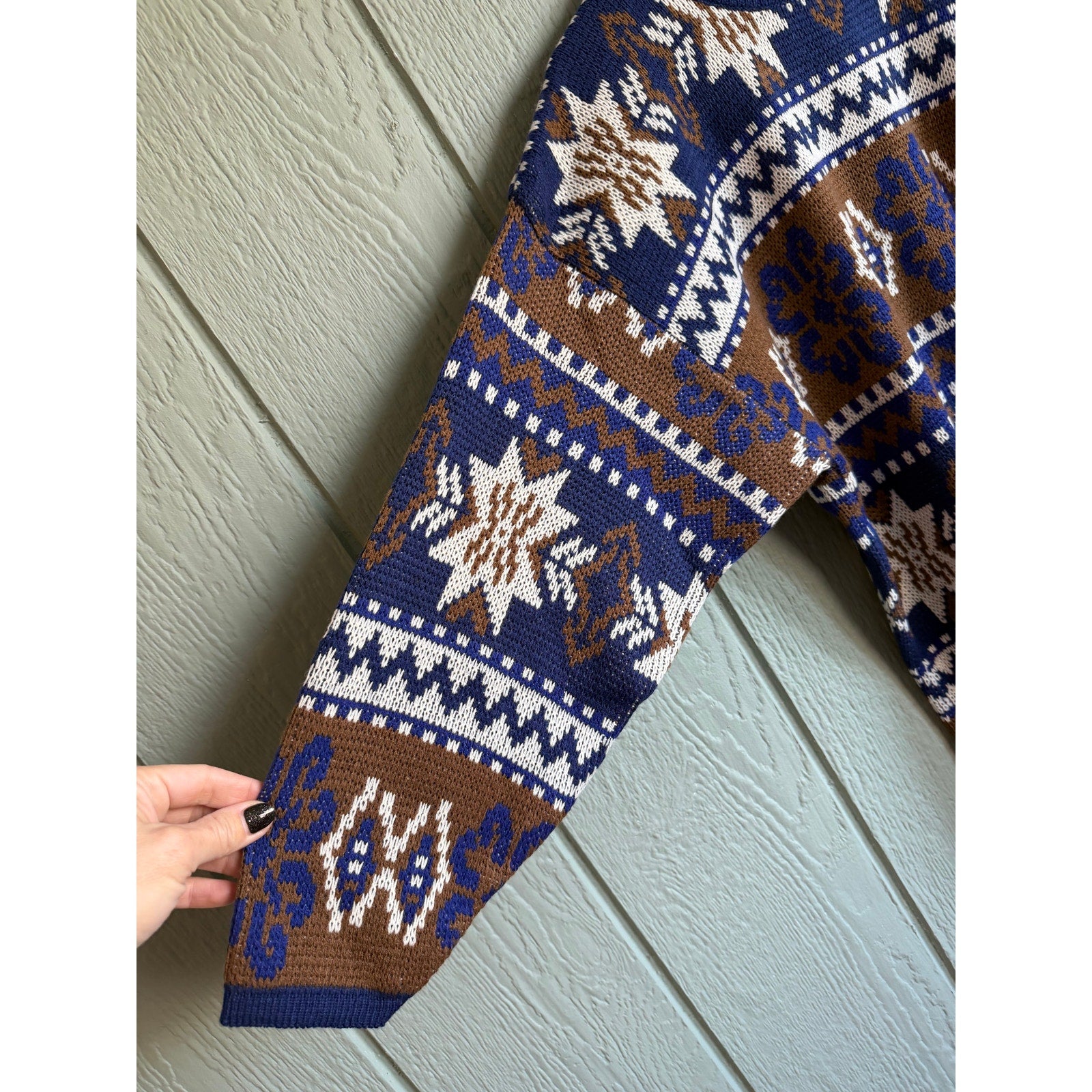 Vintage 80s Aztec Printed Sweater, Size Medium