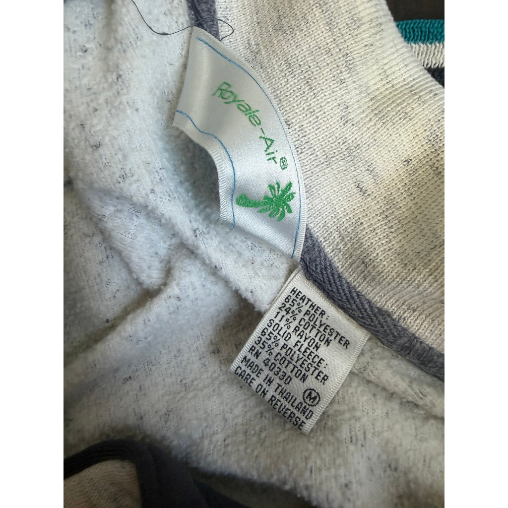 Vintage Colorblock Pullover Sweatshirt Collared Teal Gray Retro M