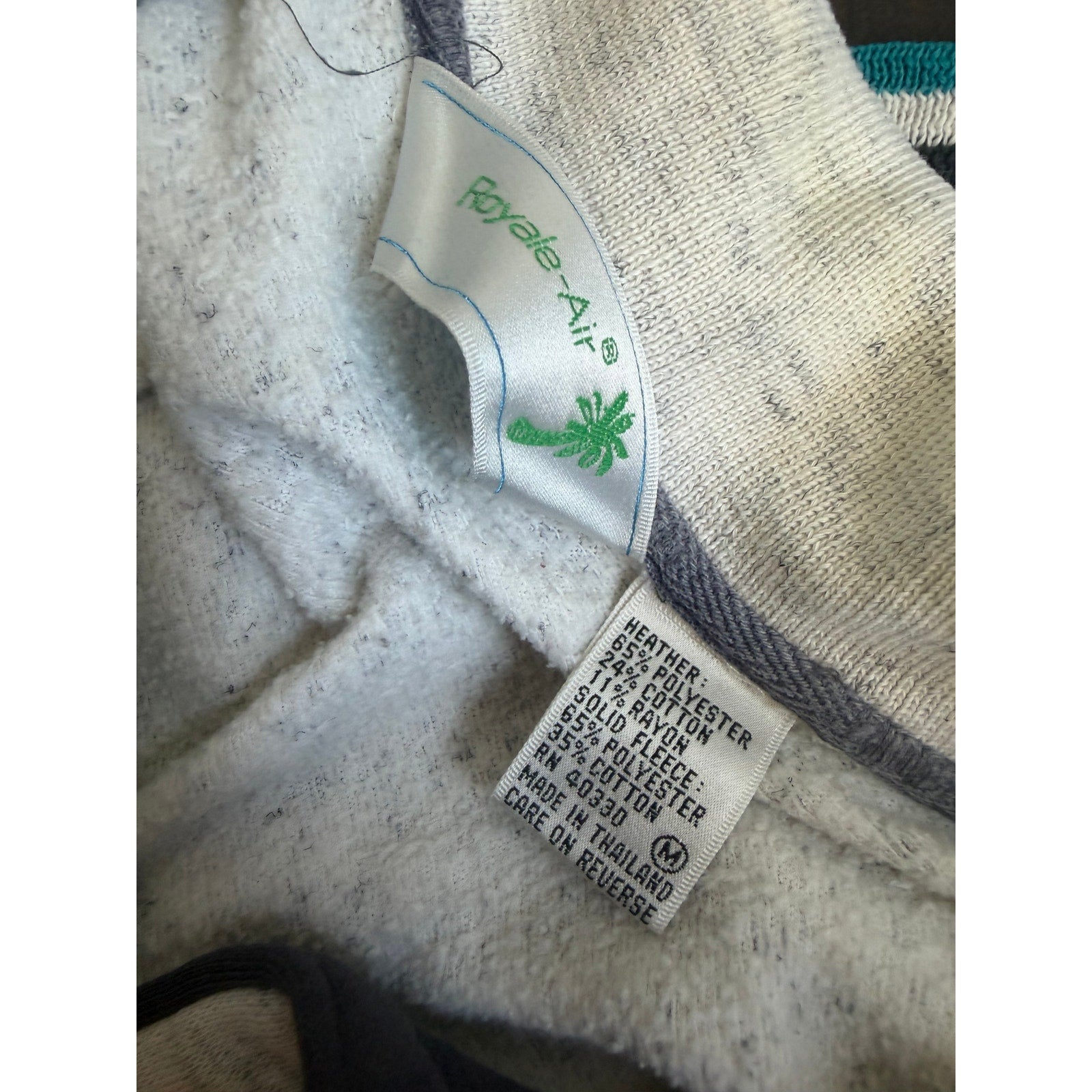 Vintage Colorblock Pullover Sweatshirt Collared Teal Gray Retro M