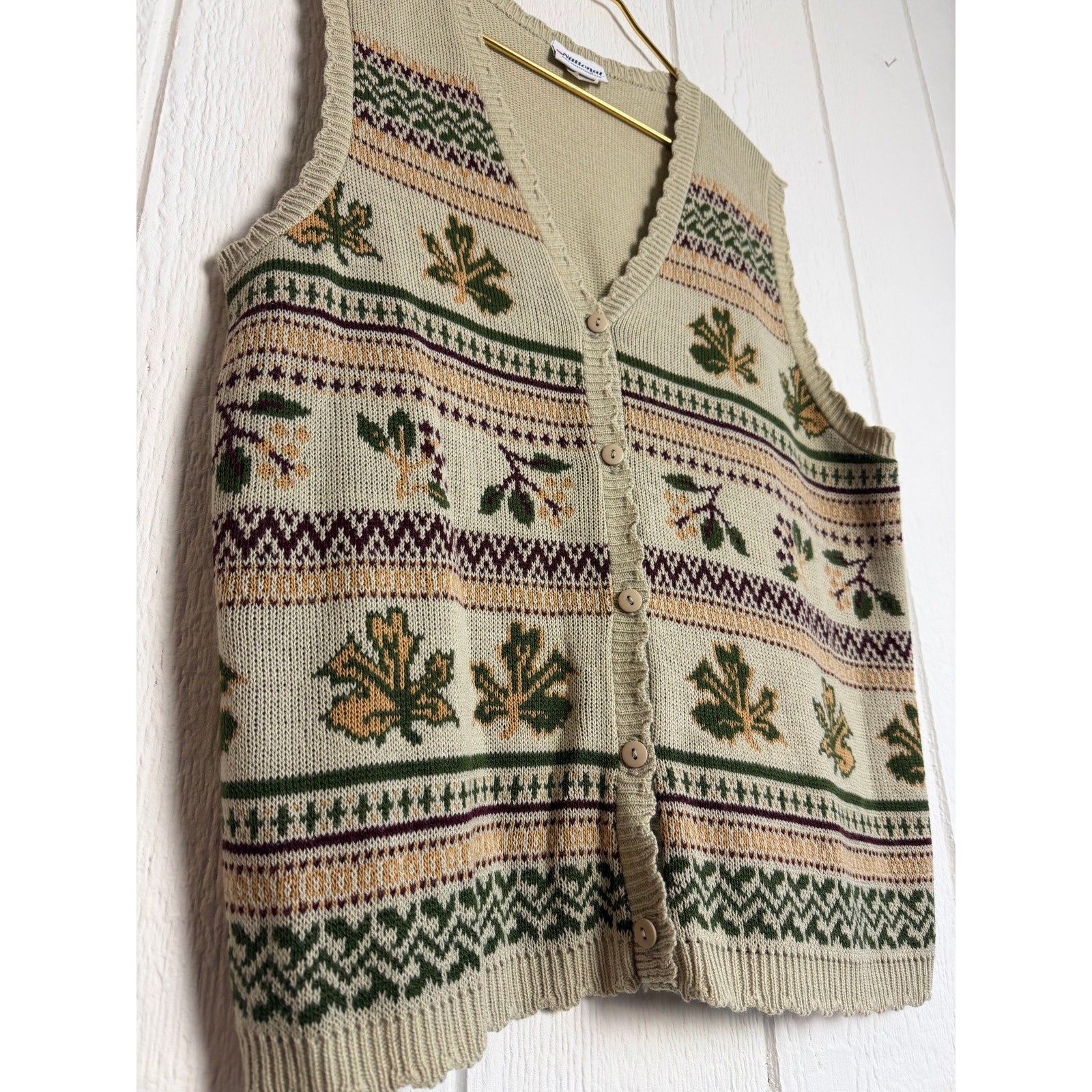 Vintage Knit Sweater Vest Button Front Cottagecore Size 2X Made in USA