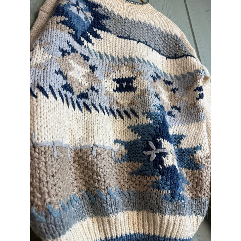 Vintage Chunky Knit Sweater | Abstract Fair Isle | 90s Grunge Cozy, Small