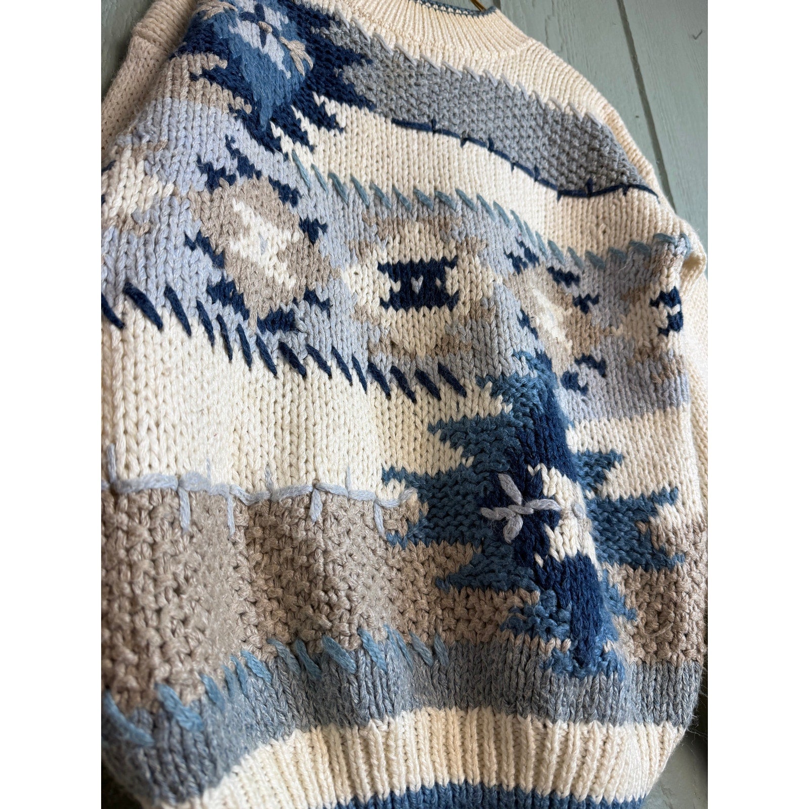 Vintage Chunky Knit Sweater | Abstract Fair Isle | 90s Grunge Cozy, Small