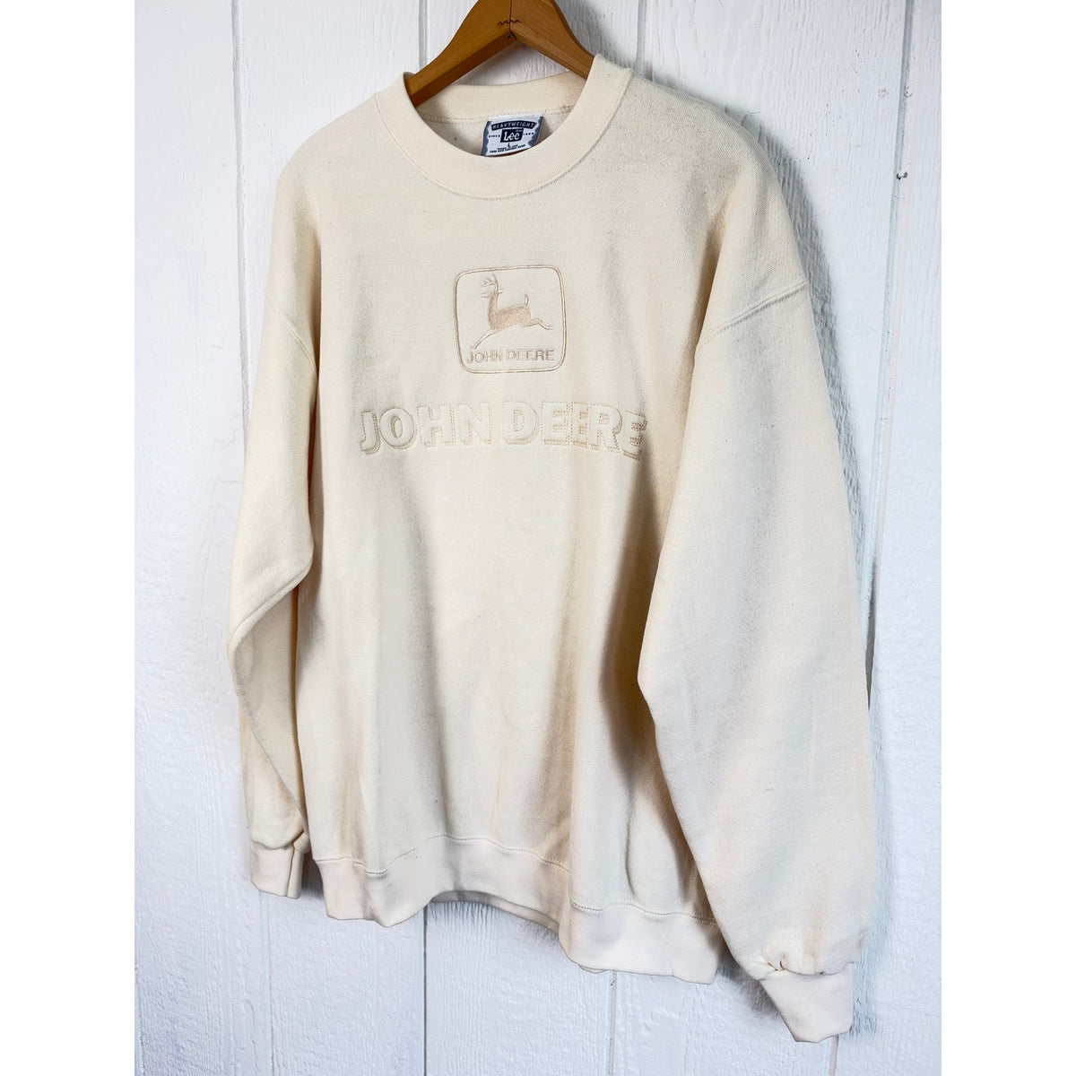 Vintage John Deere Lee Large Heavyweight Crewneck Sweatshirt Embroidered Logo