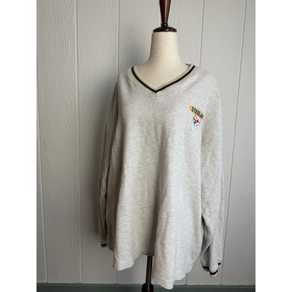 Vintage 1999 Pittsburgh Steelers V Neck Pullover Embroidered Sweater, XL