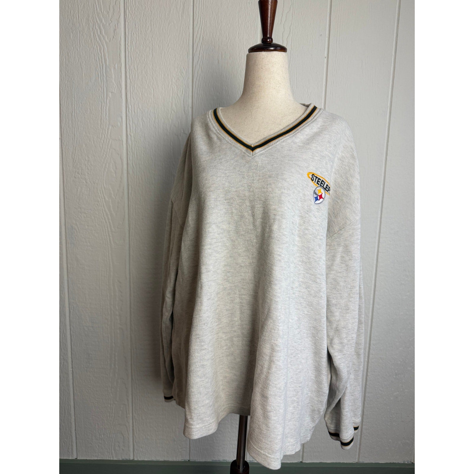 Vintage 1999 Pittsburgh Steelers V Neck Pullover Embroidered Sweater, XL