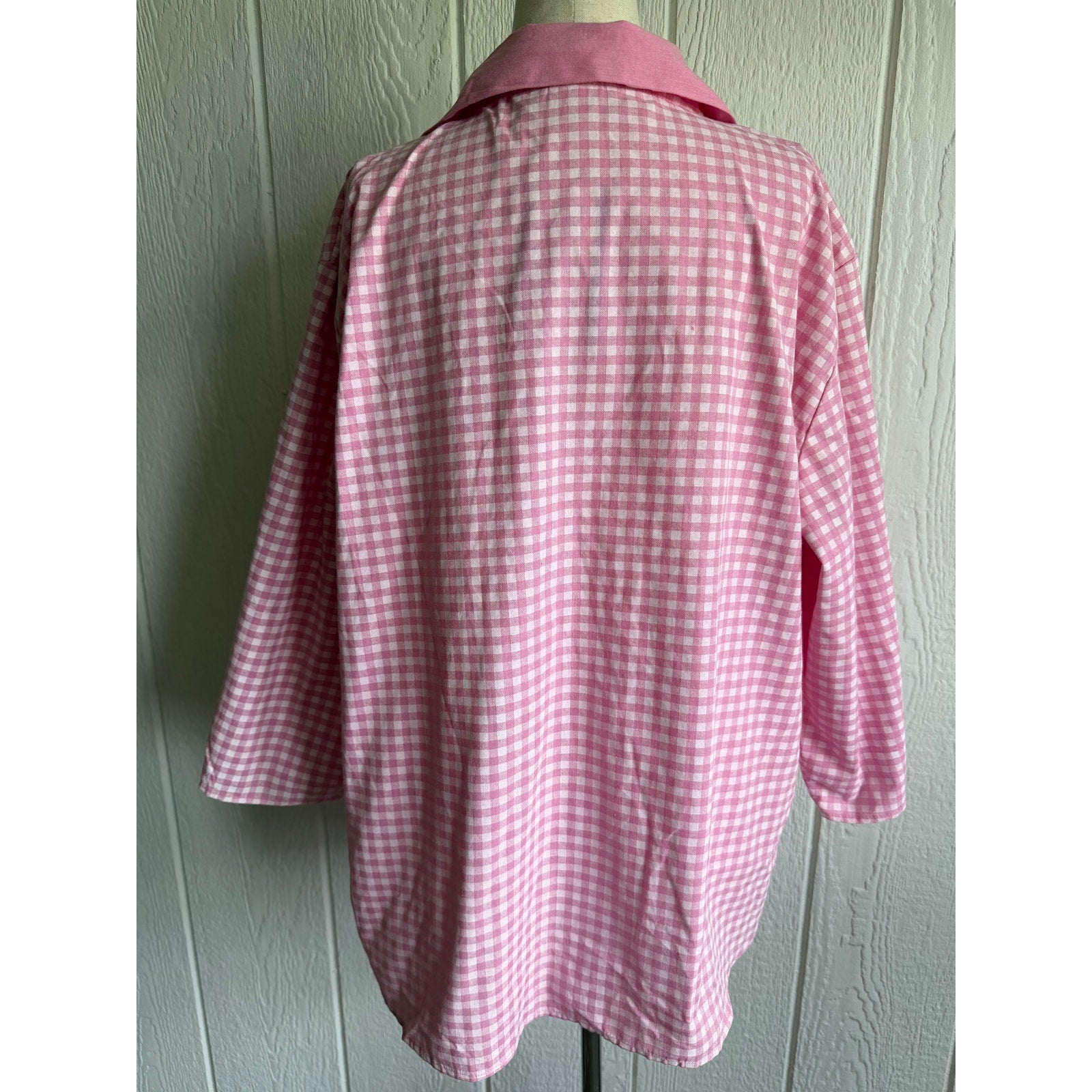 NWT Vintage Blair Pink Gingham Button Front Blouse XL Cottagecore Top