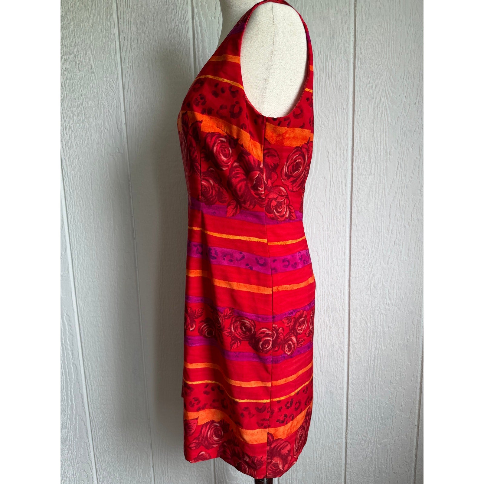 Vintage 90s Jessica Howard Floral Dress Size 10 Rose Print Sleeveless Midi