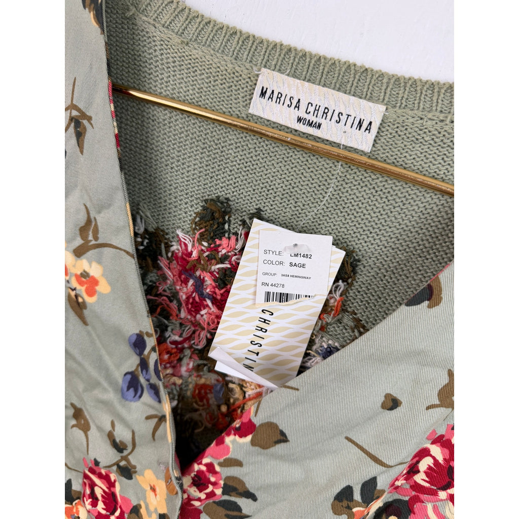 NWT Vintage Marisa Christina Floral Embroidered Button-Front Vest 1X