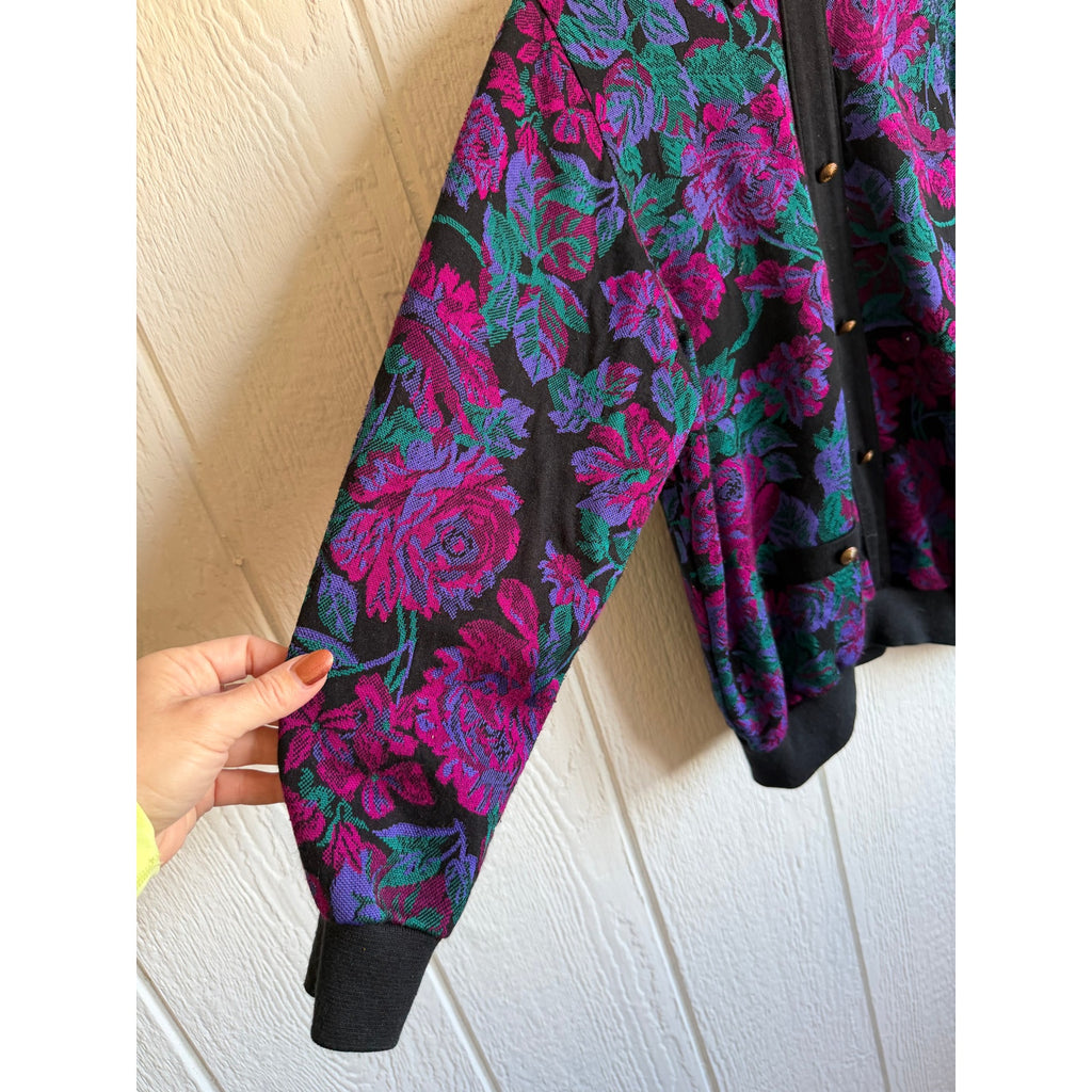 Vintage Alfred Dunner Floral Tapestry Jacket Sweater 80s 90s USA Womens 18W Plus