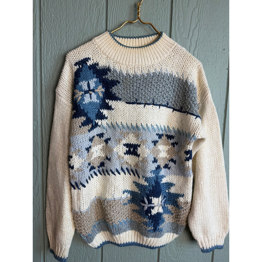 Vintage Chunky Knit Sweater | Abstract Fair Isle | 90s Grunge Cozy, Small