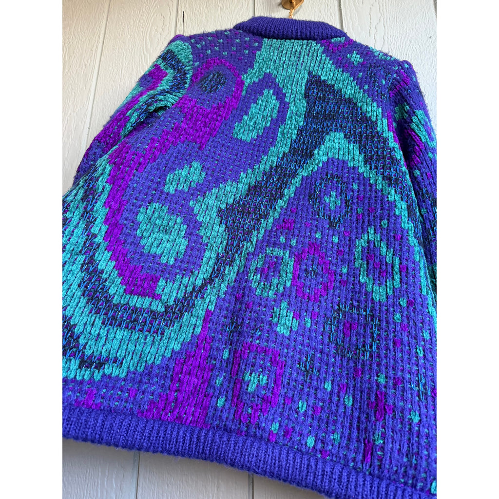 Vintage John Weitz Chunky Sparkle Funky Cardigan Sweater, Medium