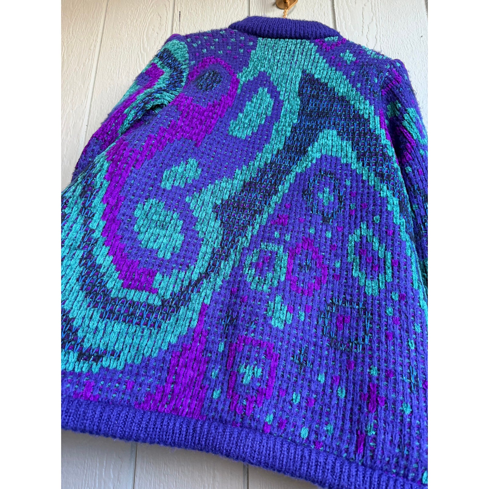 Vintage John Weitz Chunky Sparkle Funky Cardigan Sweater, Medium