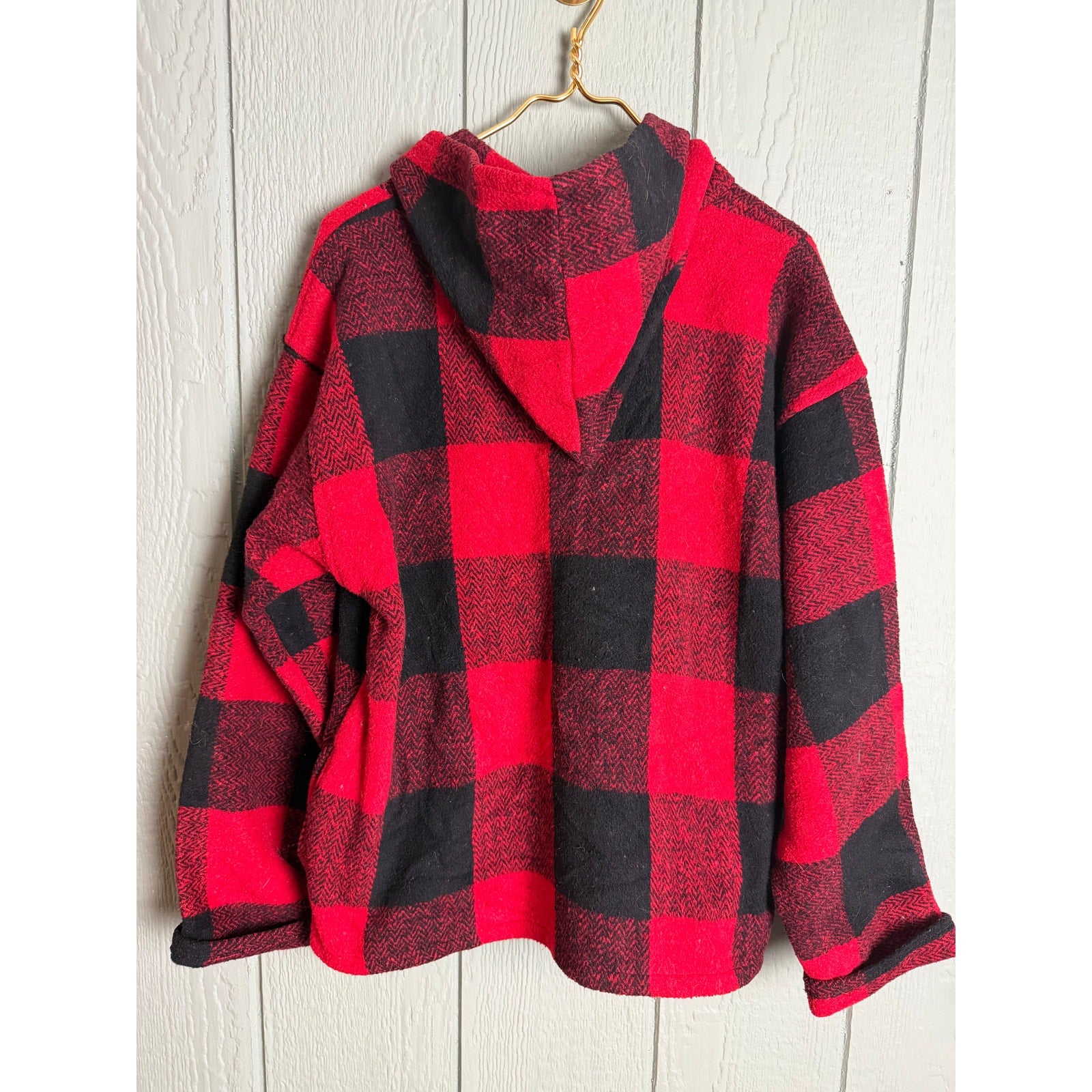 Vintage Earth Ragz Buffalo Plaid Hoodie Pullover Up North Minnesota Medium Y2K