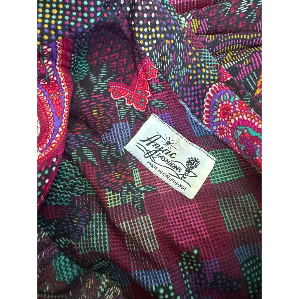 Vintage Anjac Fashions Made In California 80s Tent Dress Boho Puff Sleeve