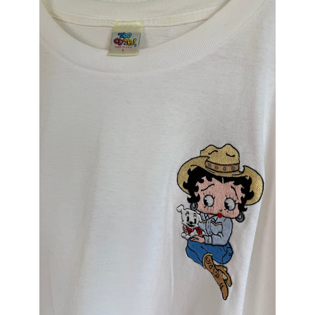 Vintage 90s Betty Boop Embroidered Single Stitch USA Tee, Large