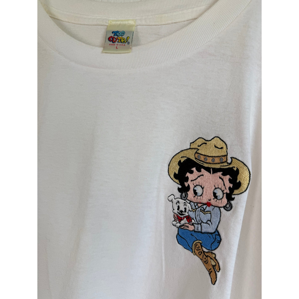 Vintage 90s Betty Boop Embroidered Single Stitch USA Tee, Large
