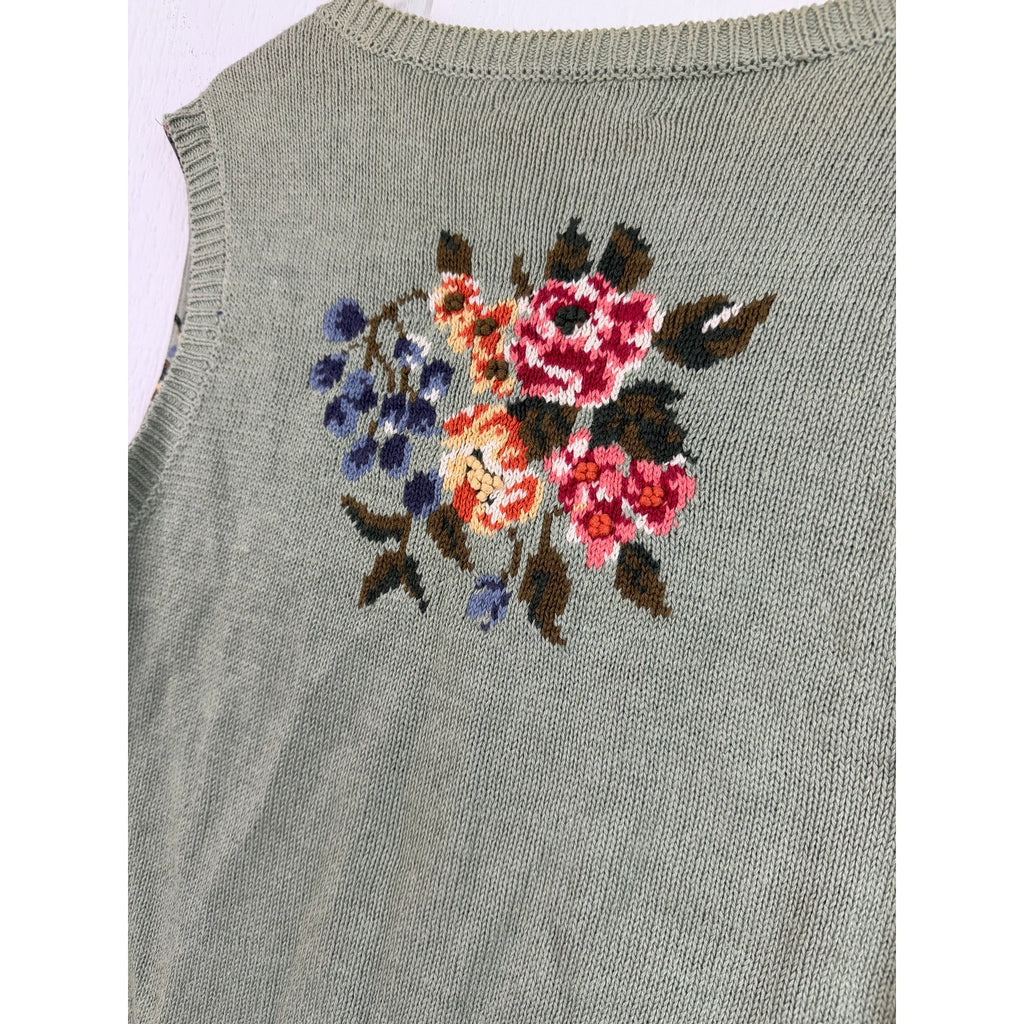 NWT Vintage Marisa Christina Floral Embroidered Button-Front Vest 1X