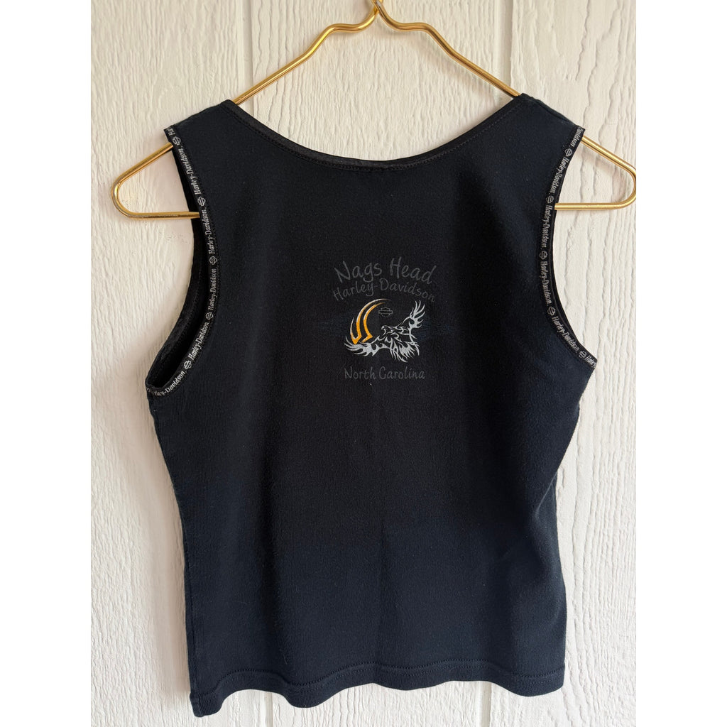 Y2K Harley Davidson Nags Head NC Tank Top Womens Medium Black Motorcycle