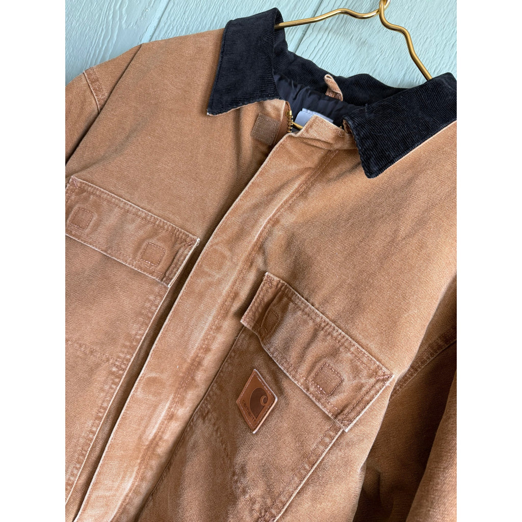 Vintage Carhartt J97 Sandstone Detroit Jacket Blanket Lined Brown XL 2000s