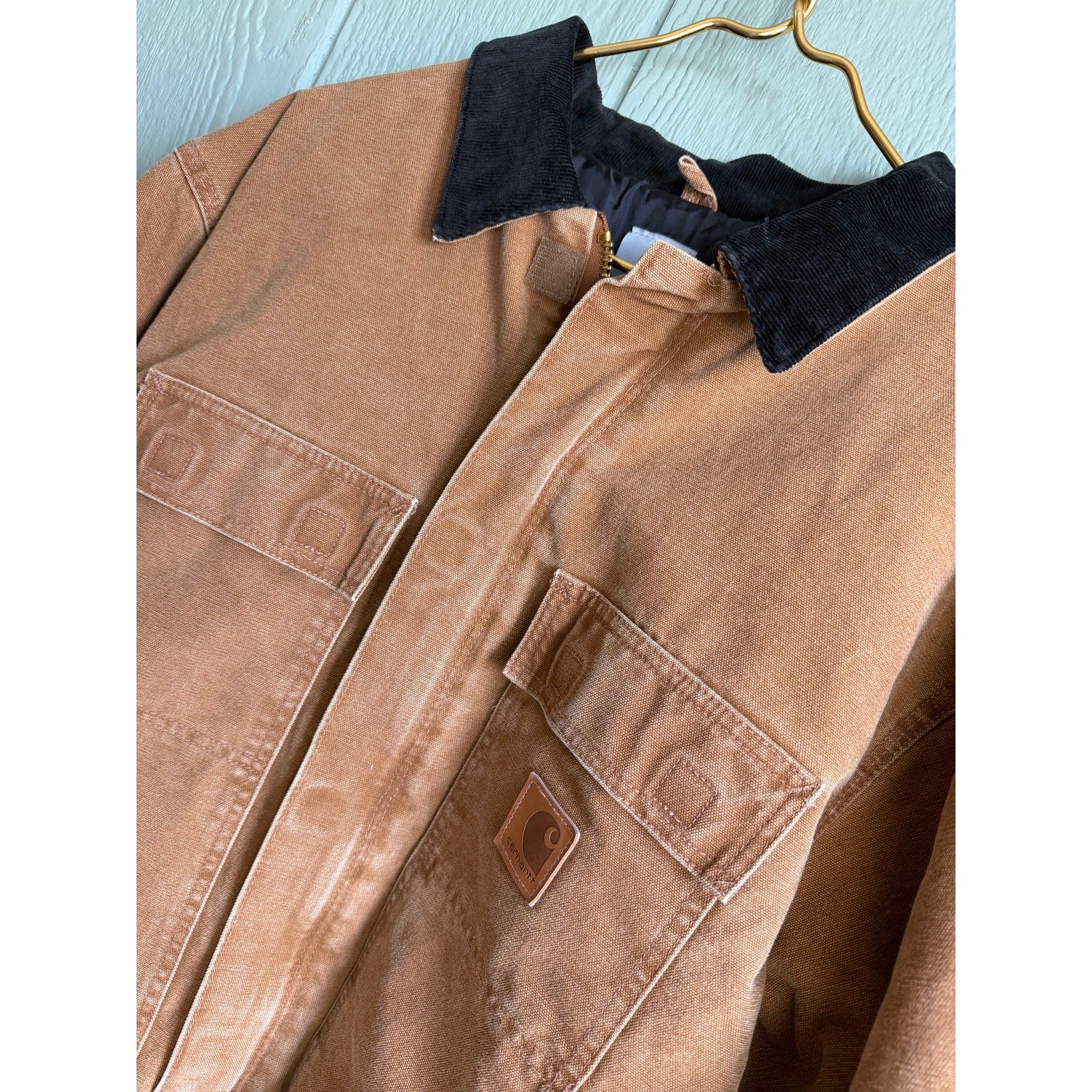 Vintage Carhartt J97 Sandstone Detroit Jacket Blanket Lined Brown XL 2000s