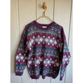 Vintage 90s Christopher & Banks Mohair Blend Sweater Nordic Fair Isle Pattern Knit Hand Embroidered