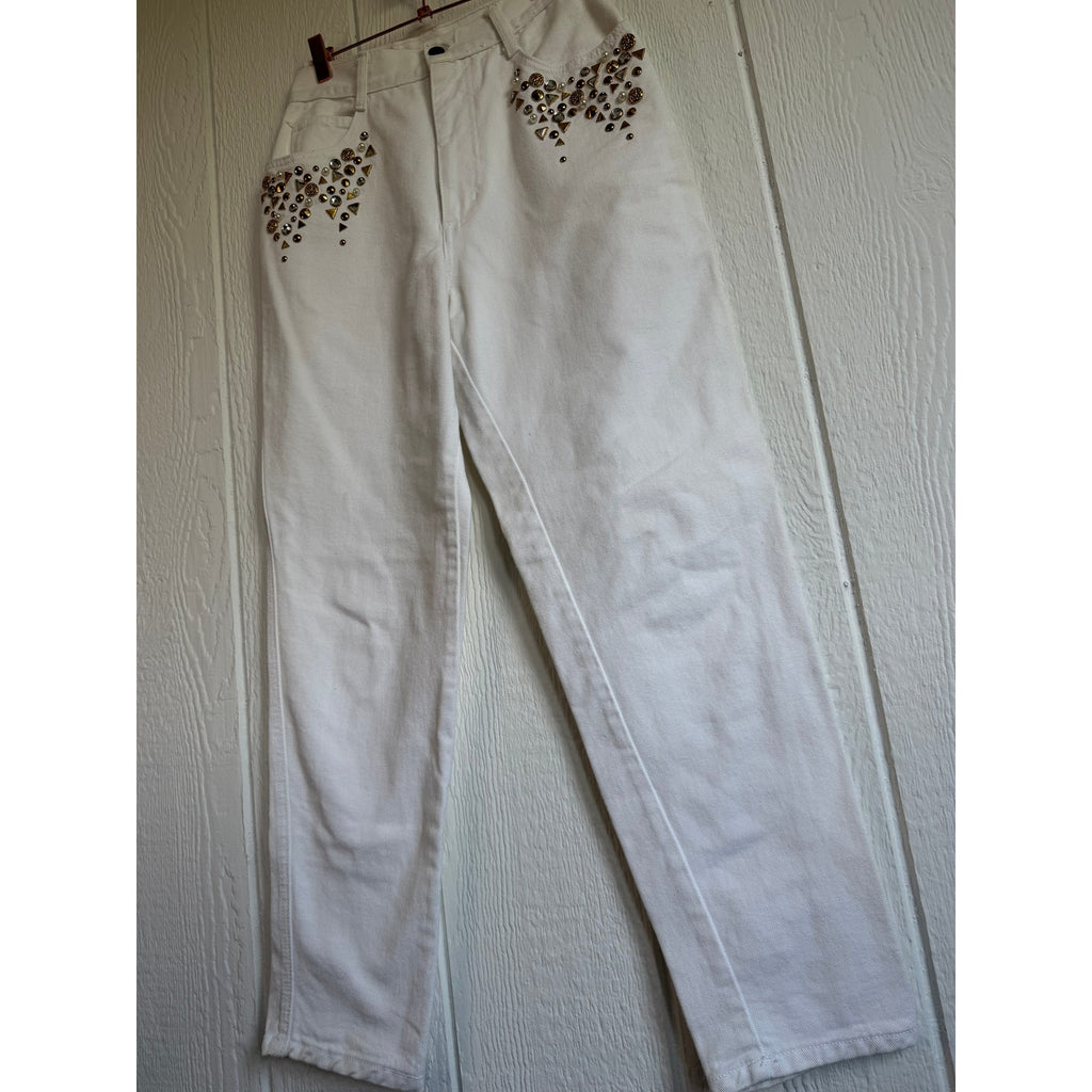 Vintage Monique Jeans White Size 9/10 High Rise Jeans Beads