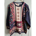 Vintage Tapestry Sweater Women’s LG Patchwork Floral Snowflake Knit