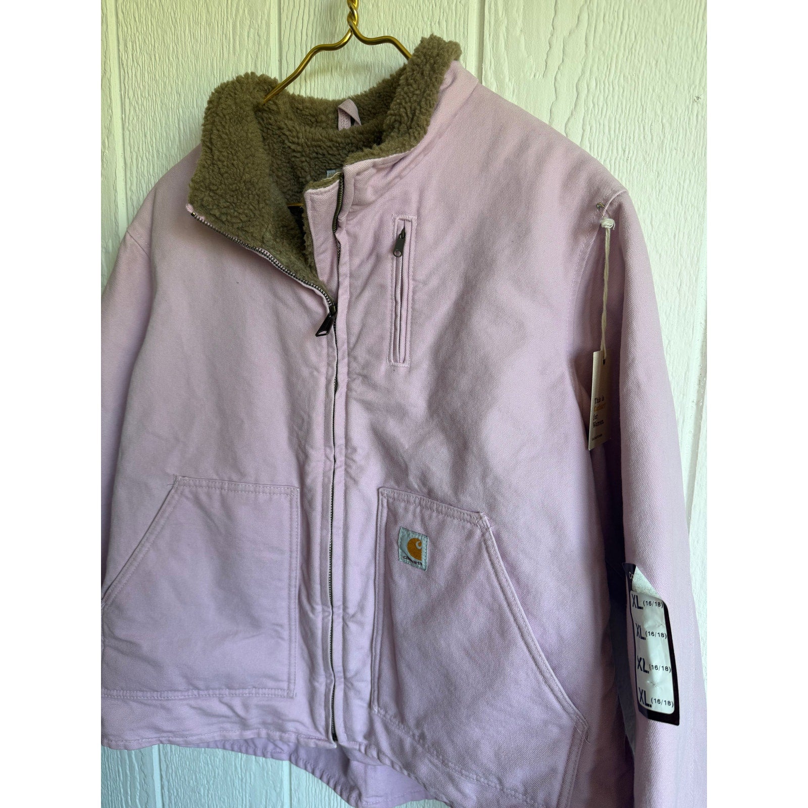 NWT Vintage Pink Carhartt Coat Sherpa Lined Canvas, Size XL RARE