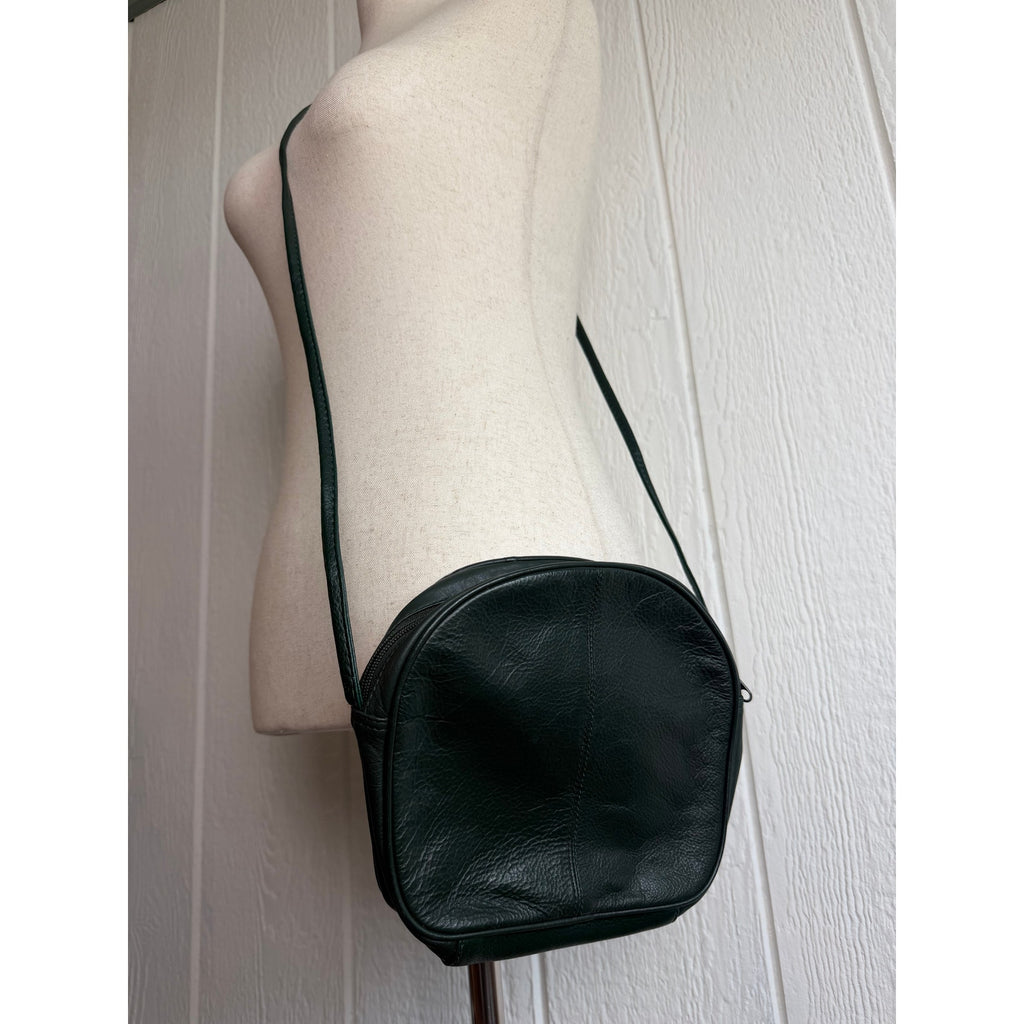 Vintage Carlos D' Santi Forest Green Genuine Leather Crossbody Shoulder Bag Boho