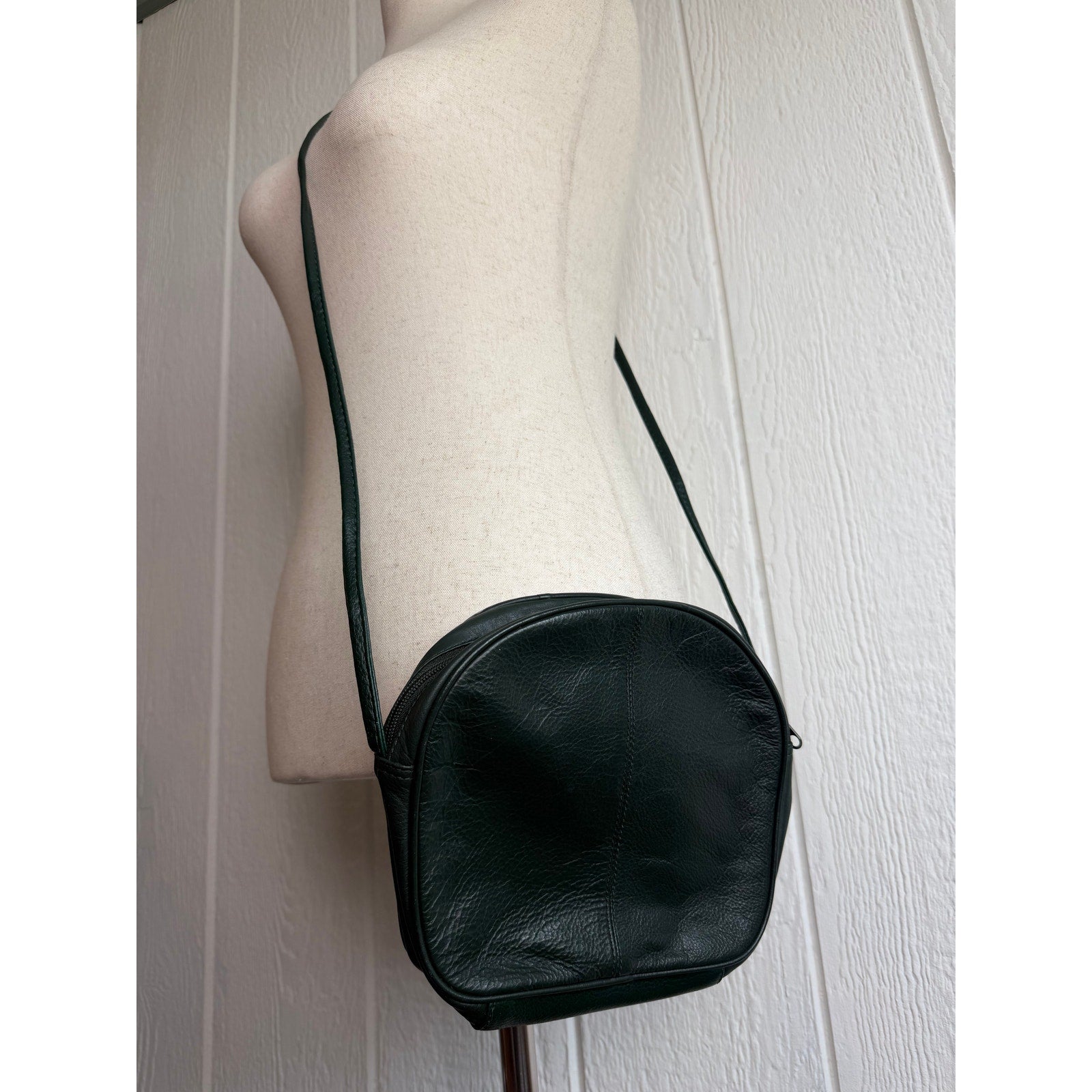 Vintage Carlos D' Santi Forest Green Genuine Leather Crossbody Shoulder Bag Boho